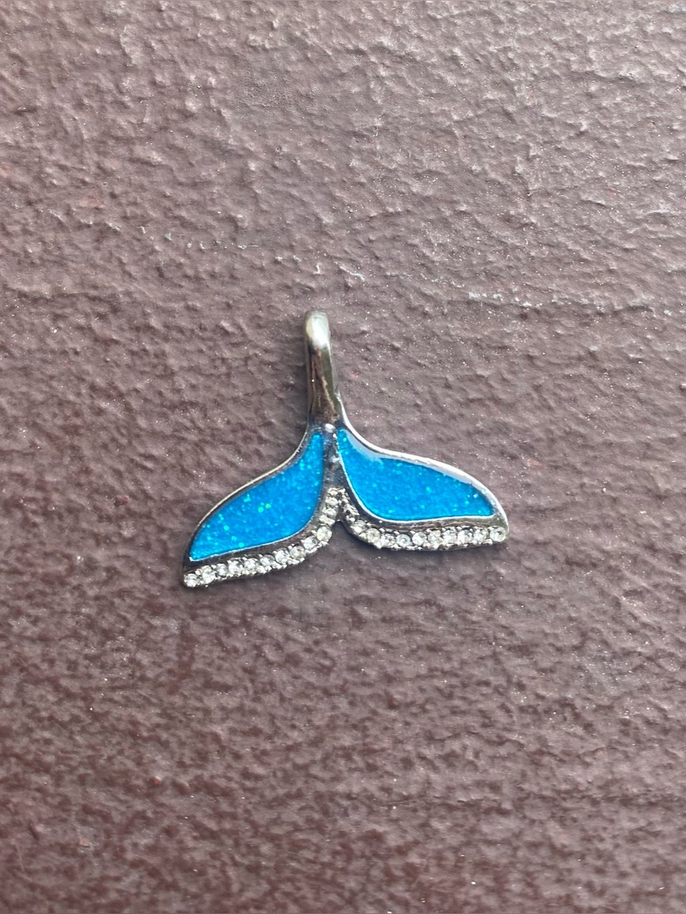 Vibrant Blue Lab-Created Opal inlay Tail Fin Charm / Pendant